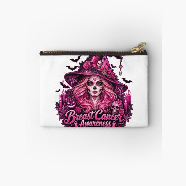 Item preview, Skull Breast Cancer Awareness Skeleton Witch Women Pink Ribbon designed and sold by QuiteOrbit.