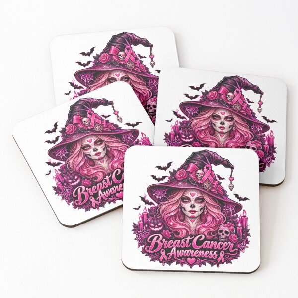 Item preview, Skull Breast Cancer Awareness Skeleton Witch Women Pink Ribbon designed and sold by QuiteOrbit.