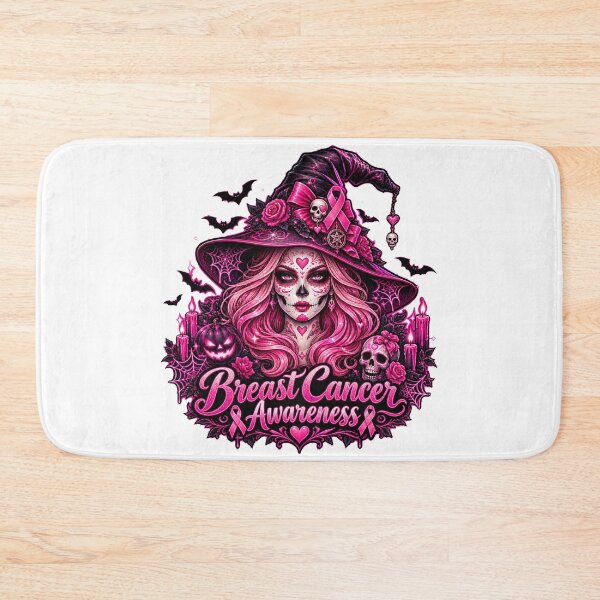 Item preview, Skull Breast Cancer Awareness Skeleton Witch Women Pink Ribbon designed and sold by QuiteOrbit.