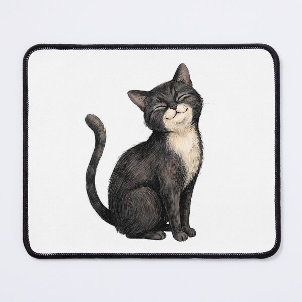 Item preview, Happy Smiling Cat Vintage Sketch Aesthetic Art designed and sold by PurrfectHome.