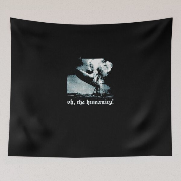 Item preview,  Vintage Zeppelin Airship Burning Explosion Blue Halftone Art designed and sold by JoyAustinf.