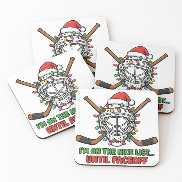 Item preview, I'm on the Nice List Until Faceoff Funny Hockey Christmas Shirt designed and sold by True North Thread.