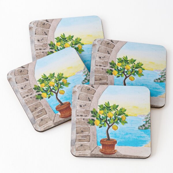 Item preview, Mediterranean Lemon Tree – Watercolor Landscape Art designed and sold by Greitas.