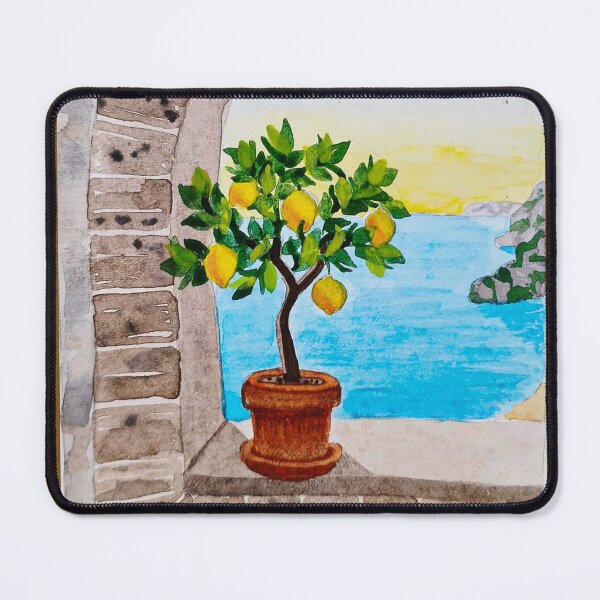 Item preview, Mediterranean Lemon Tree – Watercolor Landscape Art designed and sold by Greitas.