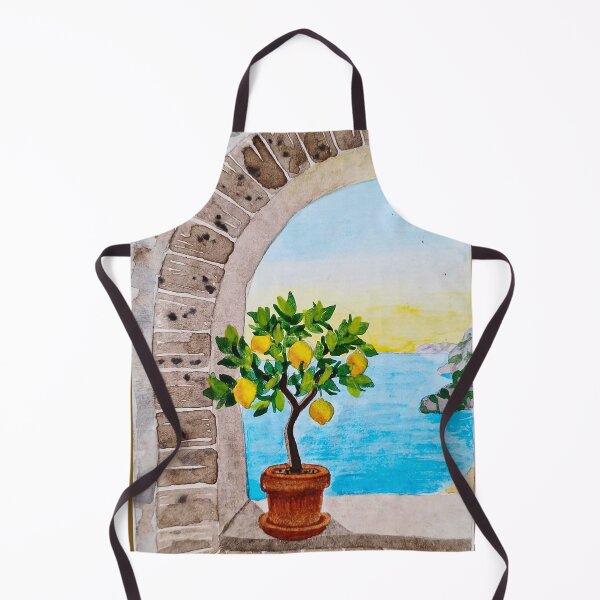 Item preview, Mediterranean Lemon Tree – Watercolor Landscape Art designed and sold by Greitas.