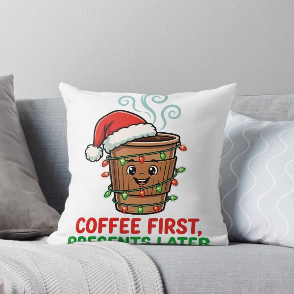 Item preview, Coffee First Presents Later Funny Christmas Coffee Shirt designed and sold by True North Thread.