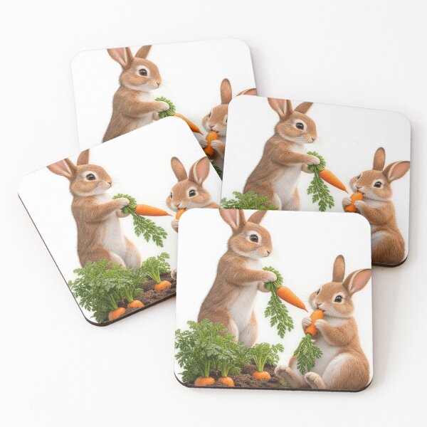 Item preview, Bunny Friends Sharing Carrots – Cute Rabbit Garden Illustration designed and sold by meghnad.