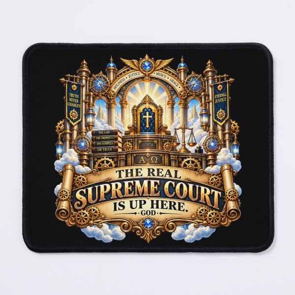 Item preview, The Real Supreme Court is Up Here -God, Christian Steampunk Style designed and sold by TheBibleStop.