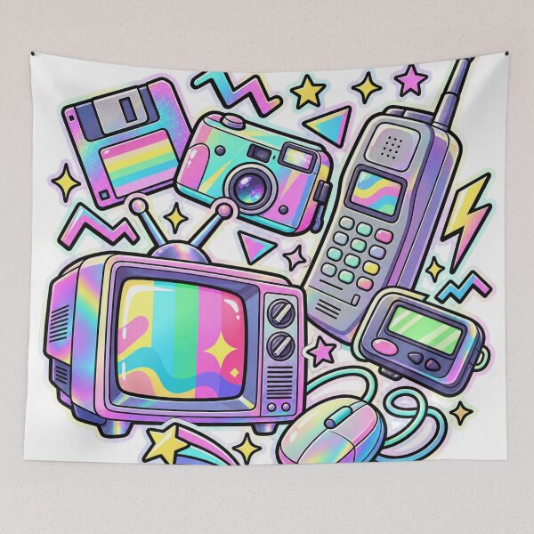 Item preview, Retro Tech Daydream - Holographic Vintage Gadgets designed and sold by The198X.