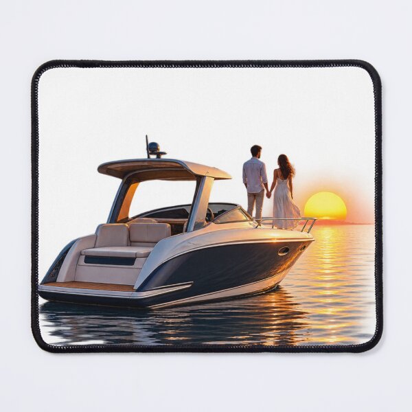 Item preview, Romantic Couple on Luxury Yacht at Sunrise – Love on the Lake designed and sold by meghnad.