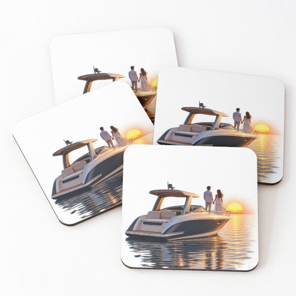 Item preview, Romantic Couple on Luxury Yacht at Sunrise – Love on the Lake designed and sold by meghnad.
