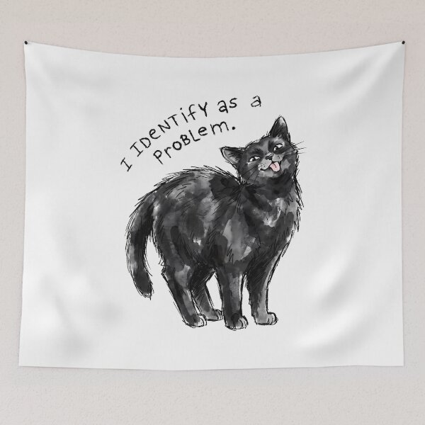 Item preview, I Identify As A Problem - Funny Sarcastic Cat designed and sold by PurrfectHome.