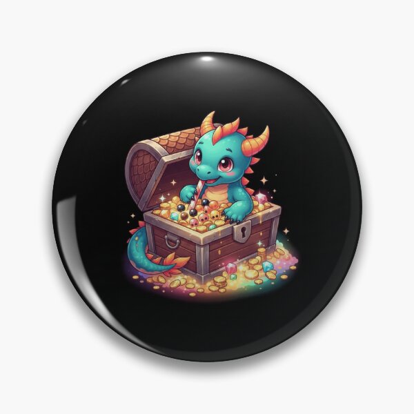 Item preview, Cute Baby Dragon With Treasure Chest Of Gold And Gems Fantasy Art designed and sold by Ostericaimusa.