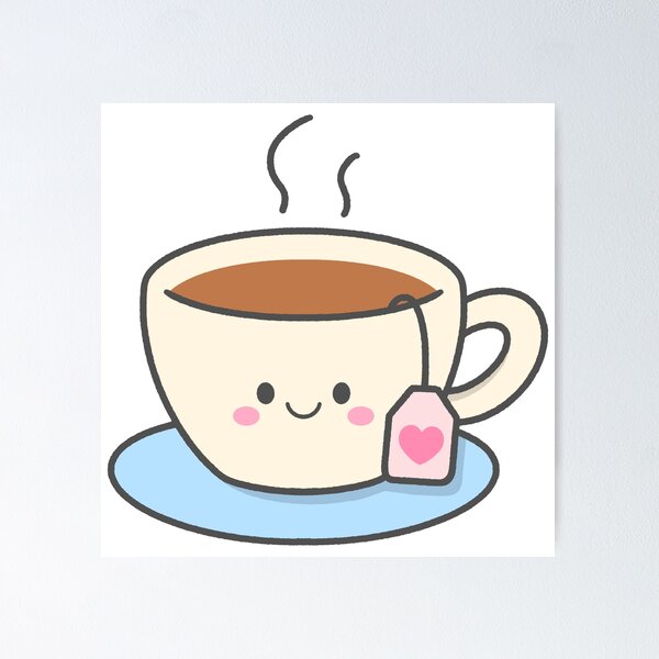 Item preview, Cute Hot Tea Cup Character with Steam and Tea Bag designed and sold by nuchz.