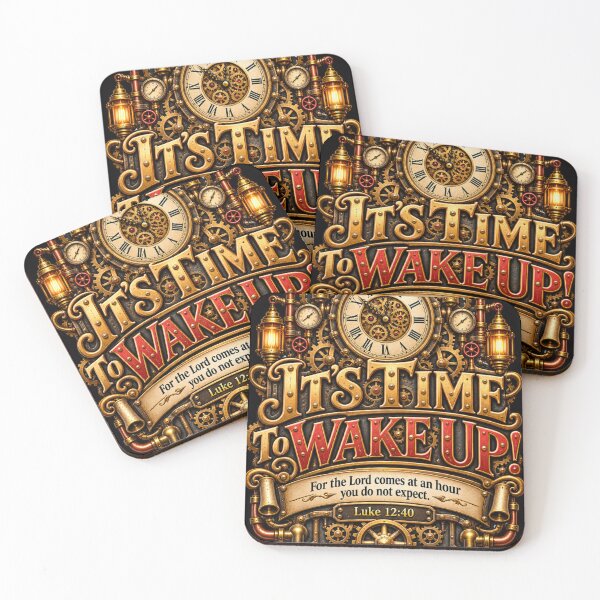 Item preview, It's Time to Wake Up! Luke 12:40, Christian Steampunk Style designed and sold by TheBibleStop.