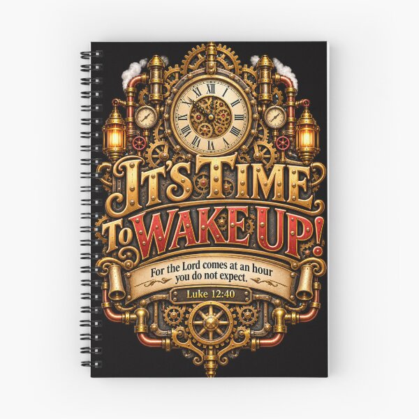 Item preview, It's Time to Wake Up! Luke 12:40, Christian Steampunk Style designed and sold by TheBibleStop.