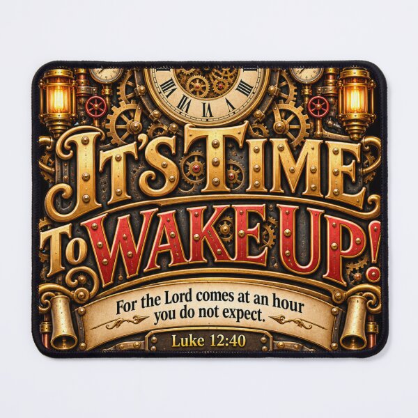 Item preview, It's Time to Wake Up! Luke 12:40, Christian Steampunk Style designed and sold by TheBibleStop.