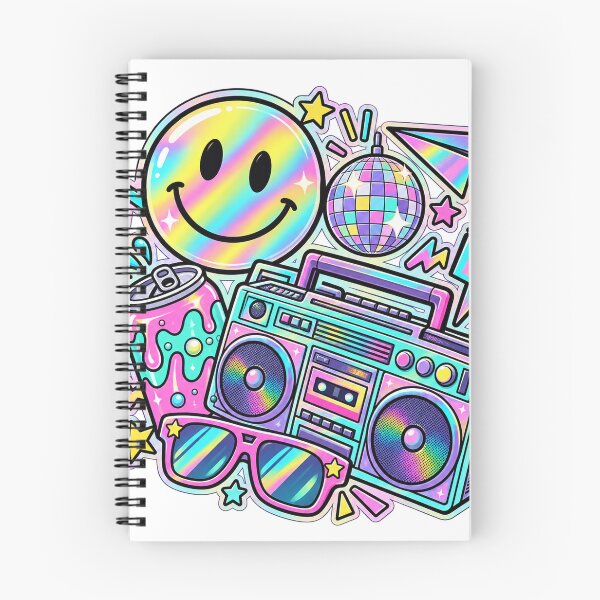Item preview, Groovy Pop Party - Rainbow Smiley and Boombox Collage designed and sold by The198X.