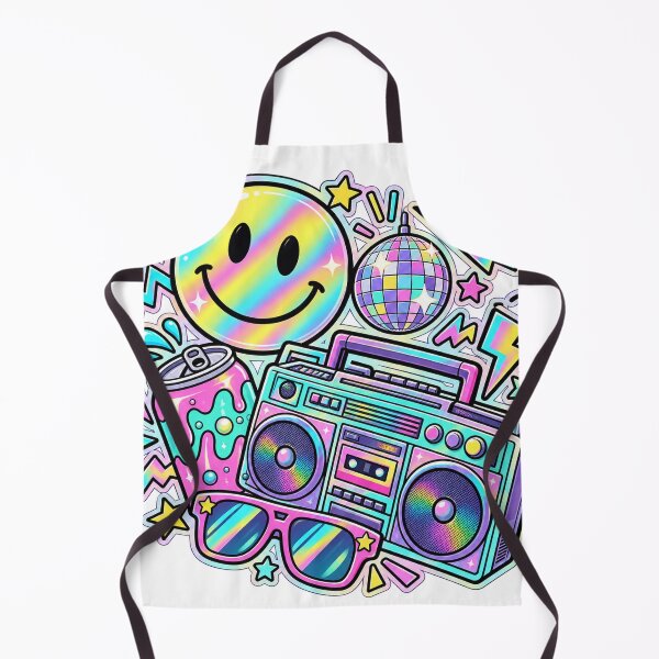 Item preview, Groovy Pop Party - Rainbow Smiley and Boombox Collage designed and sold by The198X.