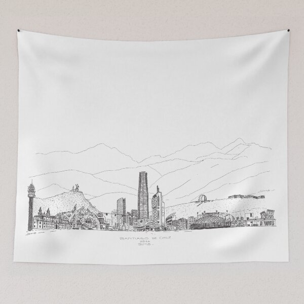 Item preview, Santiago de Chile Skyline Illustration Engraving designed and sold by Onirotaller Simō.
