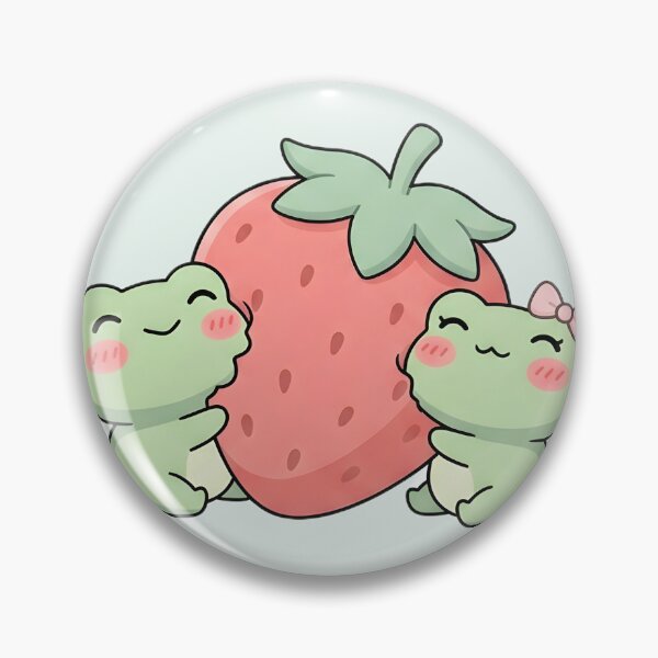 Item preview, Cute Kawaii Frog couple loving a strawberry designed and sold by pixellm.