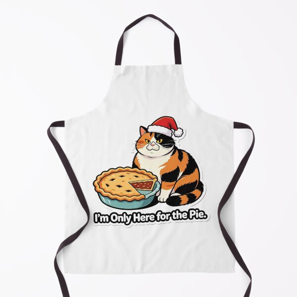 Item preview, I'm Only Here for the Pie Calico Santa Cat Christmas Food Meme designed and sold by Mystic & Celestial Art.