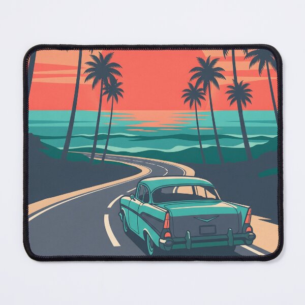 Item preview, Vintage Classic Car Driving on Coastal Road – Retro Beach Drive Design designed and sold by Sea Gem.