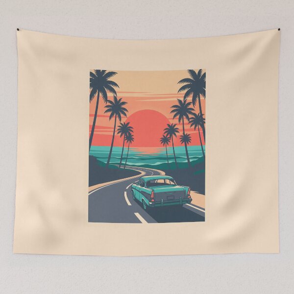 Item preview, Vintage Classic Car Driving on Coastal Road – Retro Beach Drive Design designed and sold by Sea Gem.