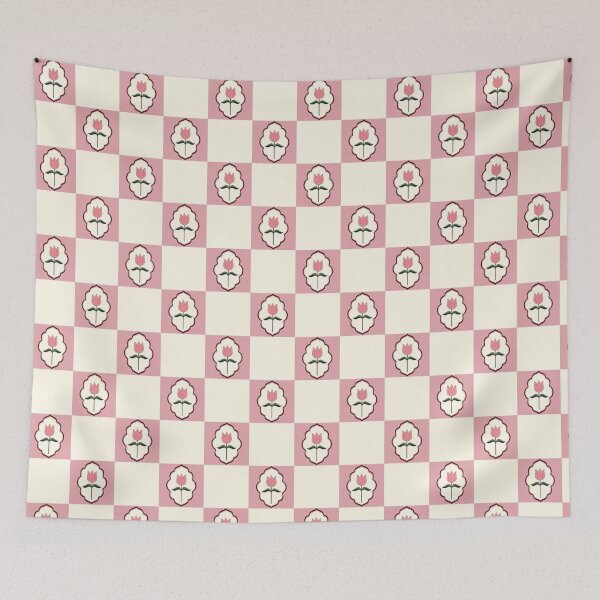 Item preview, Pink Tulip Checkerboard Pattern designed and sold by Little Dora Art.