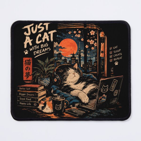 Item preview, Just A Cat With Big Dreams - Cozy Japanese Lo-Fi Night Streetwear designed and sold by GenZFashion000.
