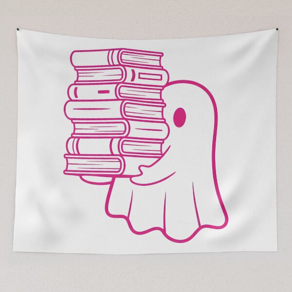 Item preview, Minimal Cute Ghost with Books Pink Spooky Academic  designed and sold by kyrartbt.