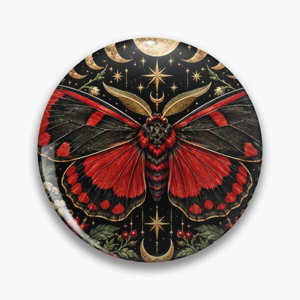 Item preview, Cinnabar Moth – Gothic Crimson and Celestial Botanical Art designed and sold by DesignsbyVelvet.