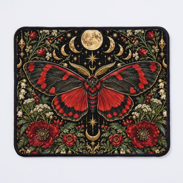 Item preview, Cinnabar Moth – Gothic Crimson and Celestial Botanical Art designed and sold by DesignsbyVelvet.