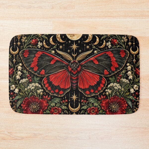 Item preview, Cinnabar Moth – Gothic Crimson and Celestial Botanical Art designed and sold by DesignsbyVelvet.