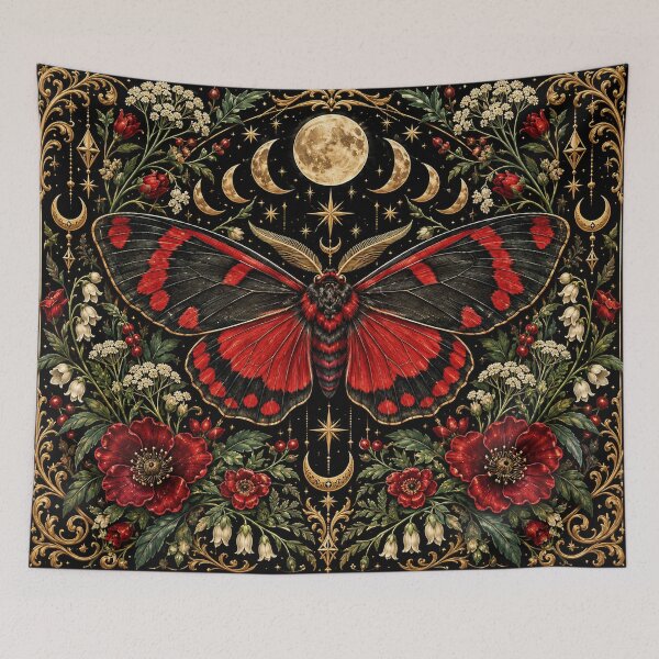 Item preview, Cinnabar Moth – Gothic Crimson and Celestial Botanical Art designed and sold by DesignsbyVelvet.