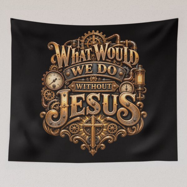 Item preview, What Would We Do Without Jesus, Christian Steampunk Style designed and sold by TheBibleStop.