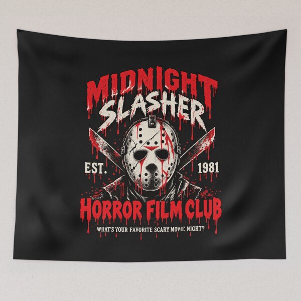 Item preview, Midnight Slasher Horror Film Club Hockey Mask Design designed and sold by AntoniusBachman.