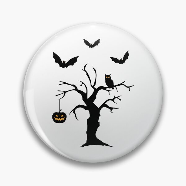 Artikelvorschau, Halloween-Baum mit Eule, Kürbislaterne und Fledermäusen entworfen und verkauft von MagnoliaLake.