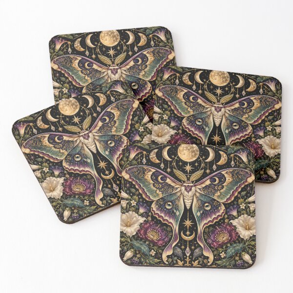 Item preview, Moonlit Atlas Moth – Gothic Celestial Botanical Art designed and sold by DesignsbyVelvet.