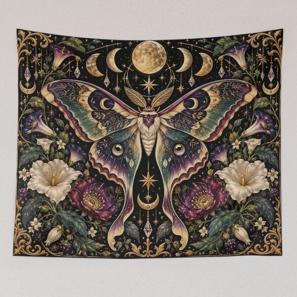 Item preview, Moonlit Atlas Moth – Gothic Celestial Botanical Art designed and sold by DesignsbyVelvet.