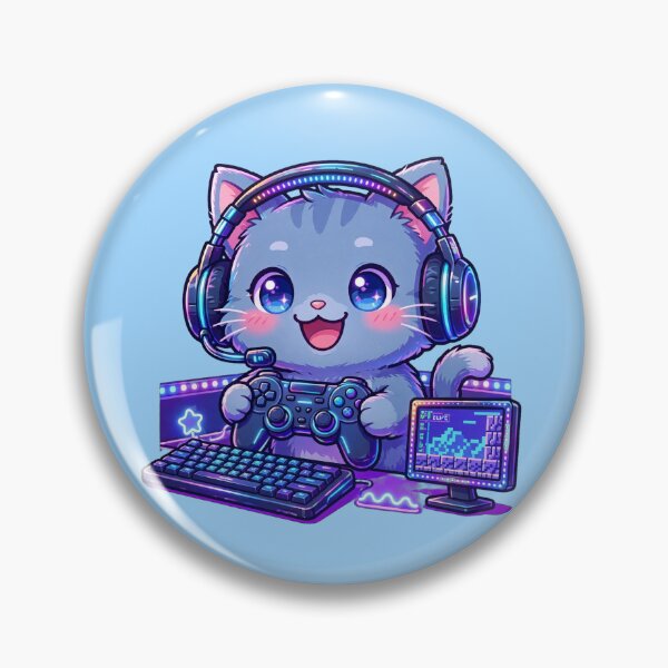 Item preview, Cute Gamer Cat Neon Gaming Setup designed and sold by Avenuse style.
