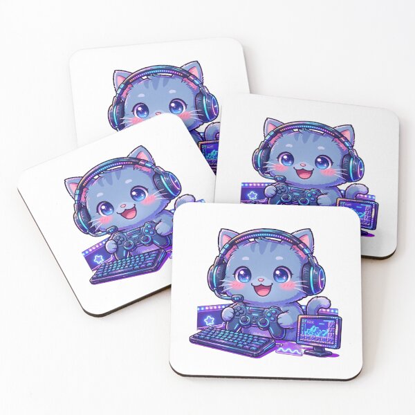 Item preview, Cute Gamer Cat Neon Gaming Setup designed and sold by Avenuse style.