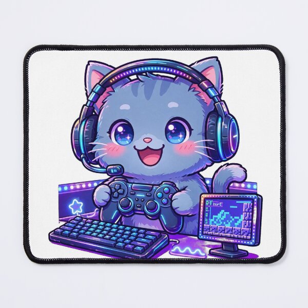 Item preview, Cute Gamer Cat Neon Gaming Setup designed and sold by Avenuse style.