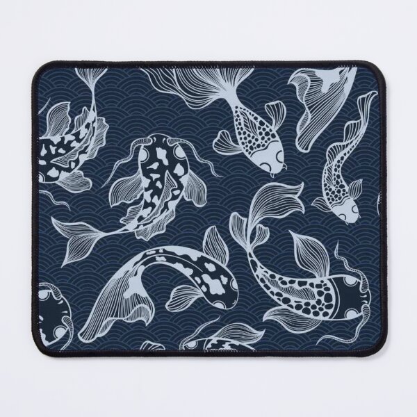 Item preview, Navy Blue Koi Fish Pattern – Japanese Wave Art designed and sold by frantuliuss.