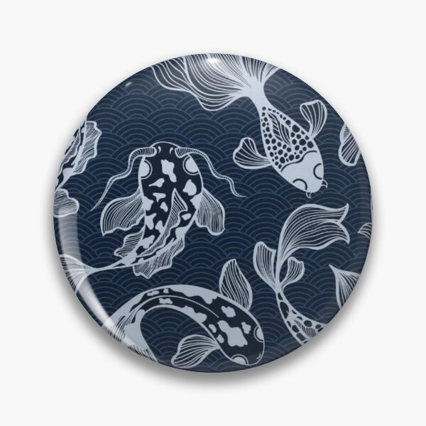 Item preview, Navy Blue Koi Fish Pattern – Japanese Wave Art designed and sold by frantuliuss.