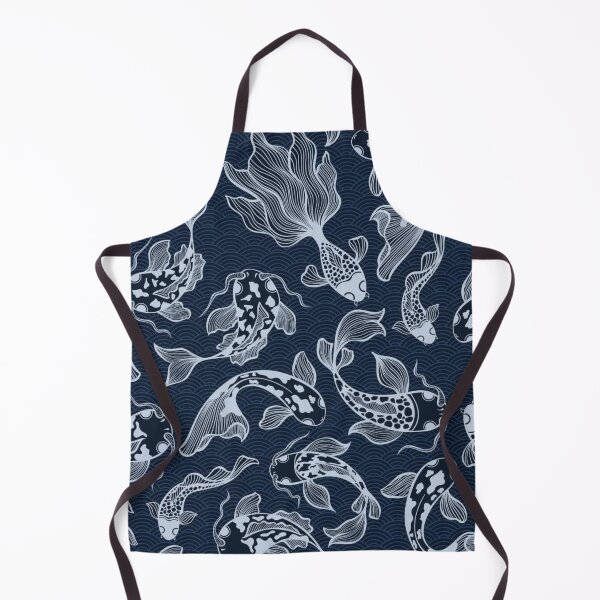 Item preview, Navy Blue Koi Fish Pattern – Japanese Wave Art designed and sold by frantuliuss.
