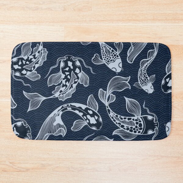Item preview, Navy Blue Koi Fish Pattern – Japanese Wave Art designed and sold by frantuliuss.