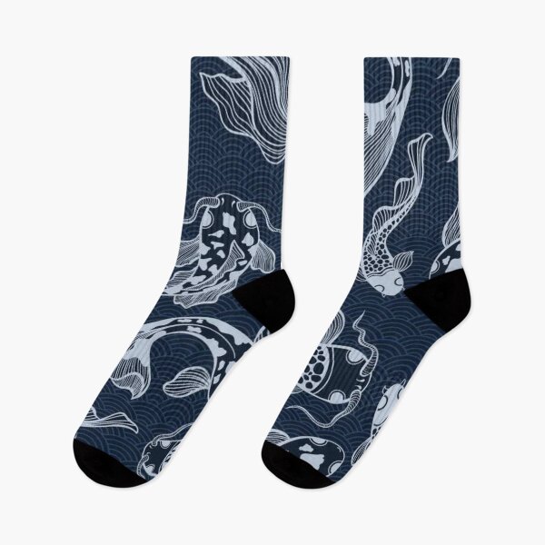 Item preview, Navy Blue Koi Fish Pattern – Japanese Wave Art designed and sold by frantuliuss.