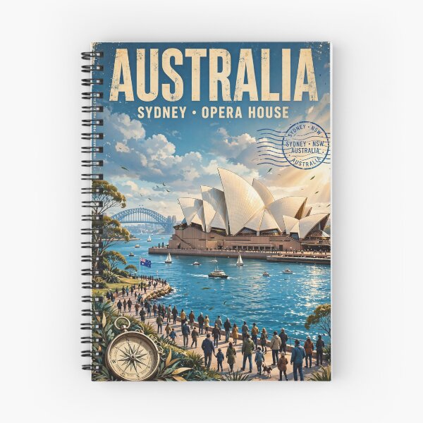 Item preview, Australia – Sydney Opera House Vintage Travel | Coastal City & Southern Light designed and sold by DibujandoPorfa.