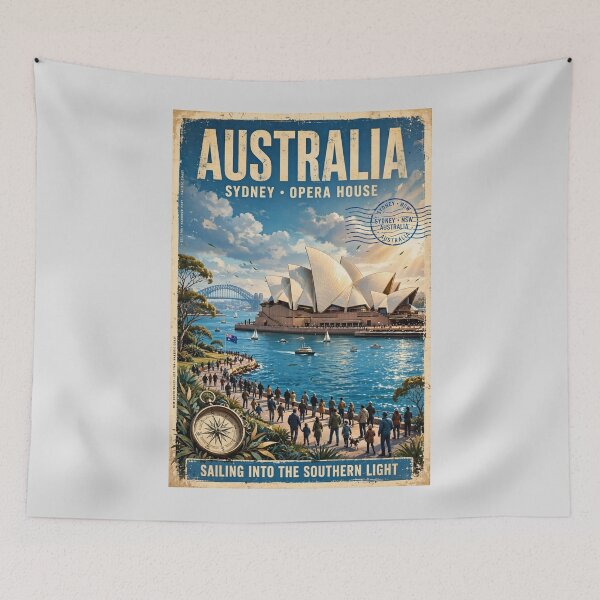 Item preview, Australia – Sydney Opera House Vintage Travel | Coastal City & Southern Light designed and sold by DibujandoPorfa.